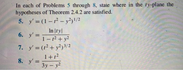 Solved In each of Problems 5 through 8, state where in the | Chegg.com