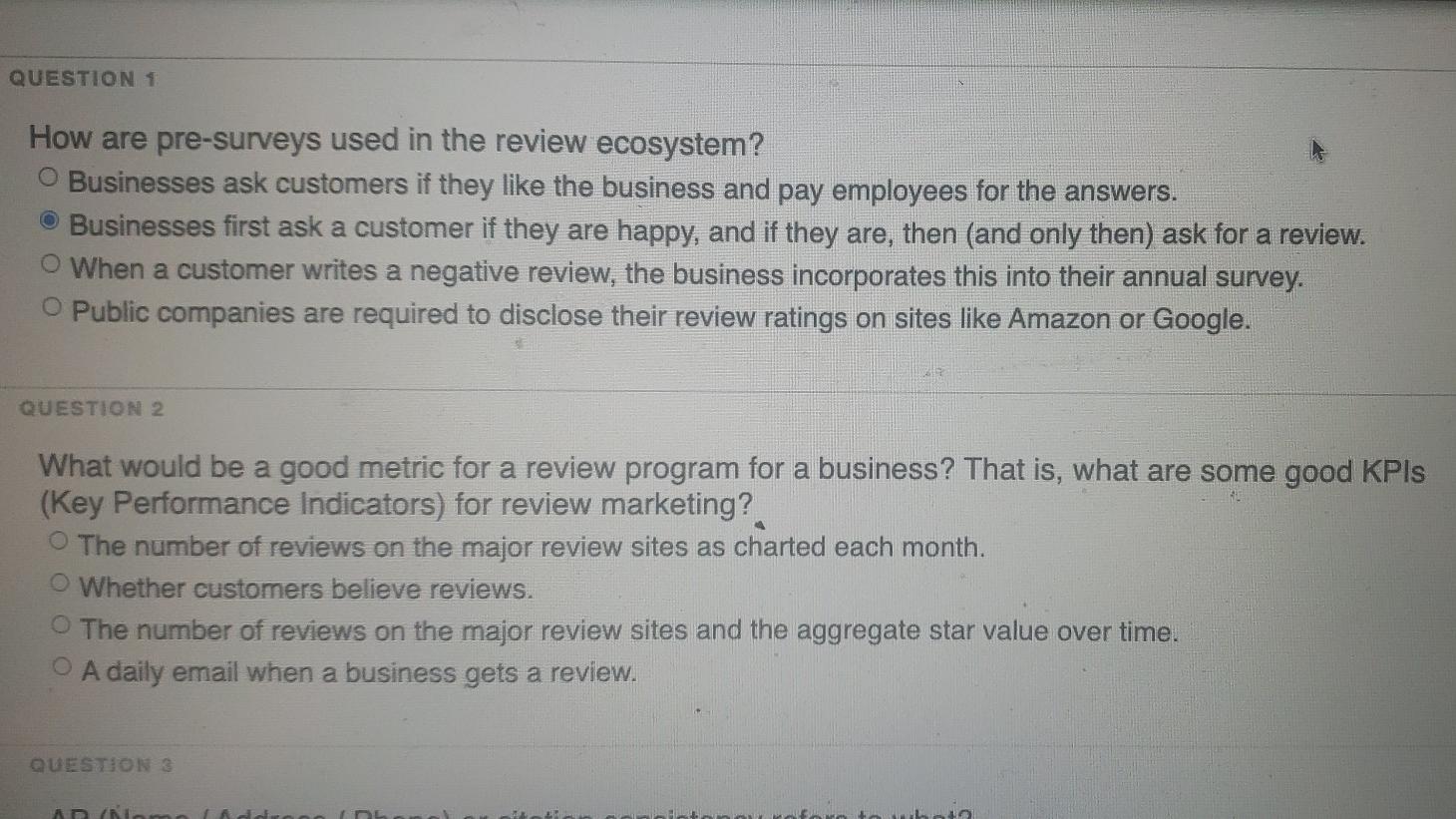 Solved QUESTION 1 How are pre-surveys used in the review | Chegg.com