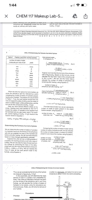 1 44 X Chem 117 Makeup Lab U B Desk Copy Mo Chegg Com