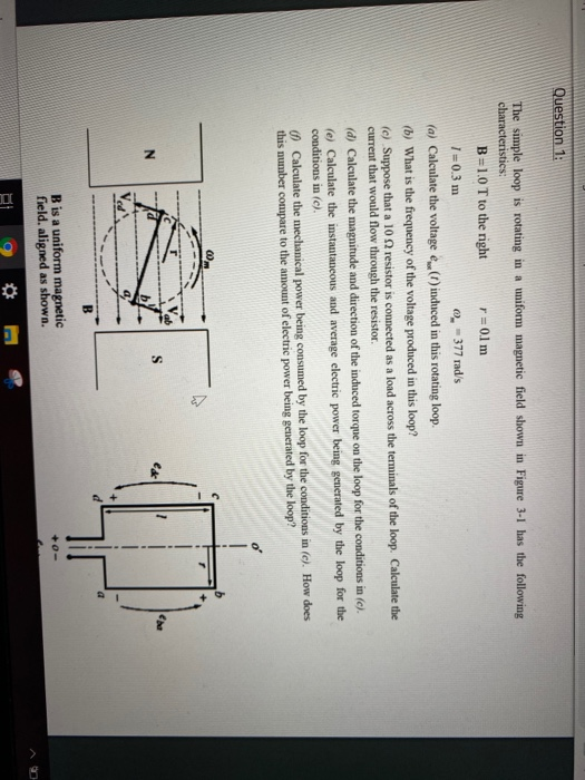 Solved Question 1 The Simple Loop Is Rotating In A Uniform 9257