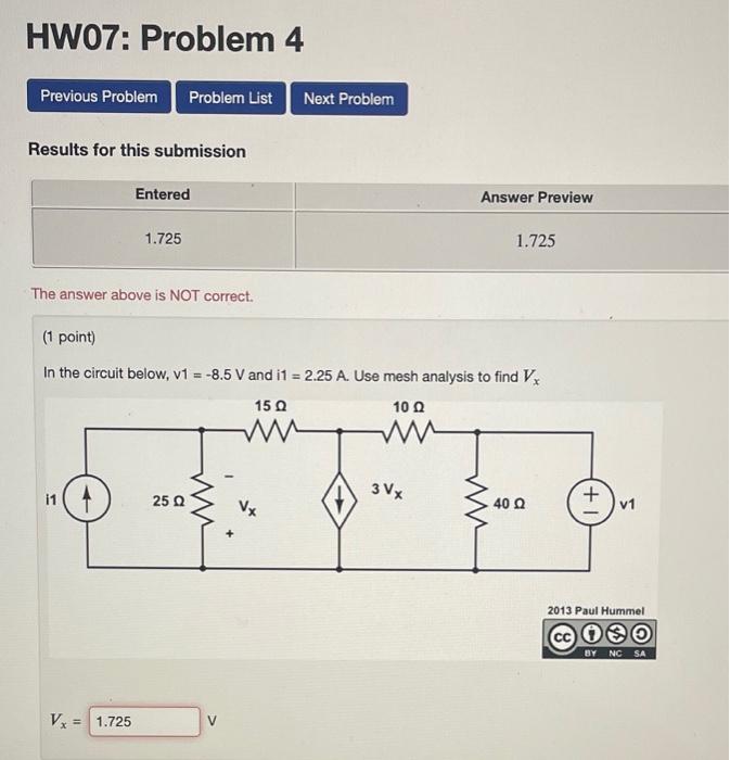 Solved HW07: Problem 4 Previous Problem Problem List Next | Chegg.com