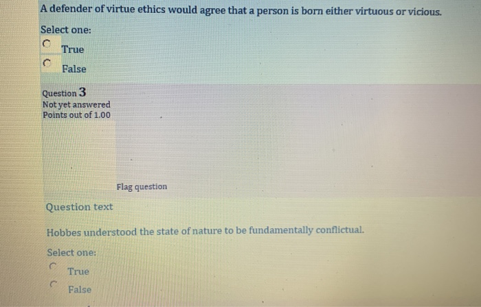 Solved A defender of virtue ethics would agree that a person | Chegg.com