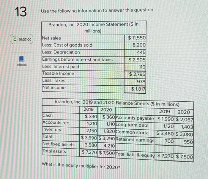 Solved Use the following information to answer this | Chegg.com