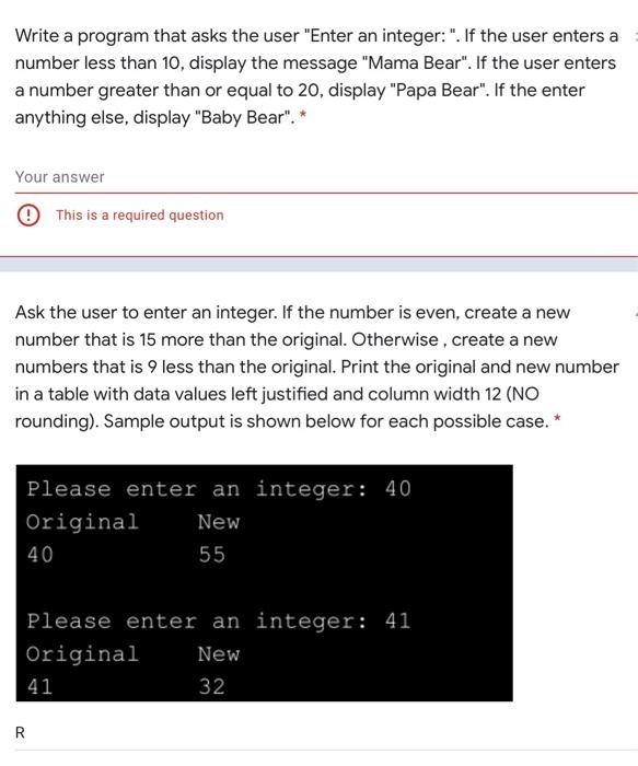 Solved Write a program that asks the user "Enter an | Chegg.com