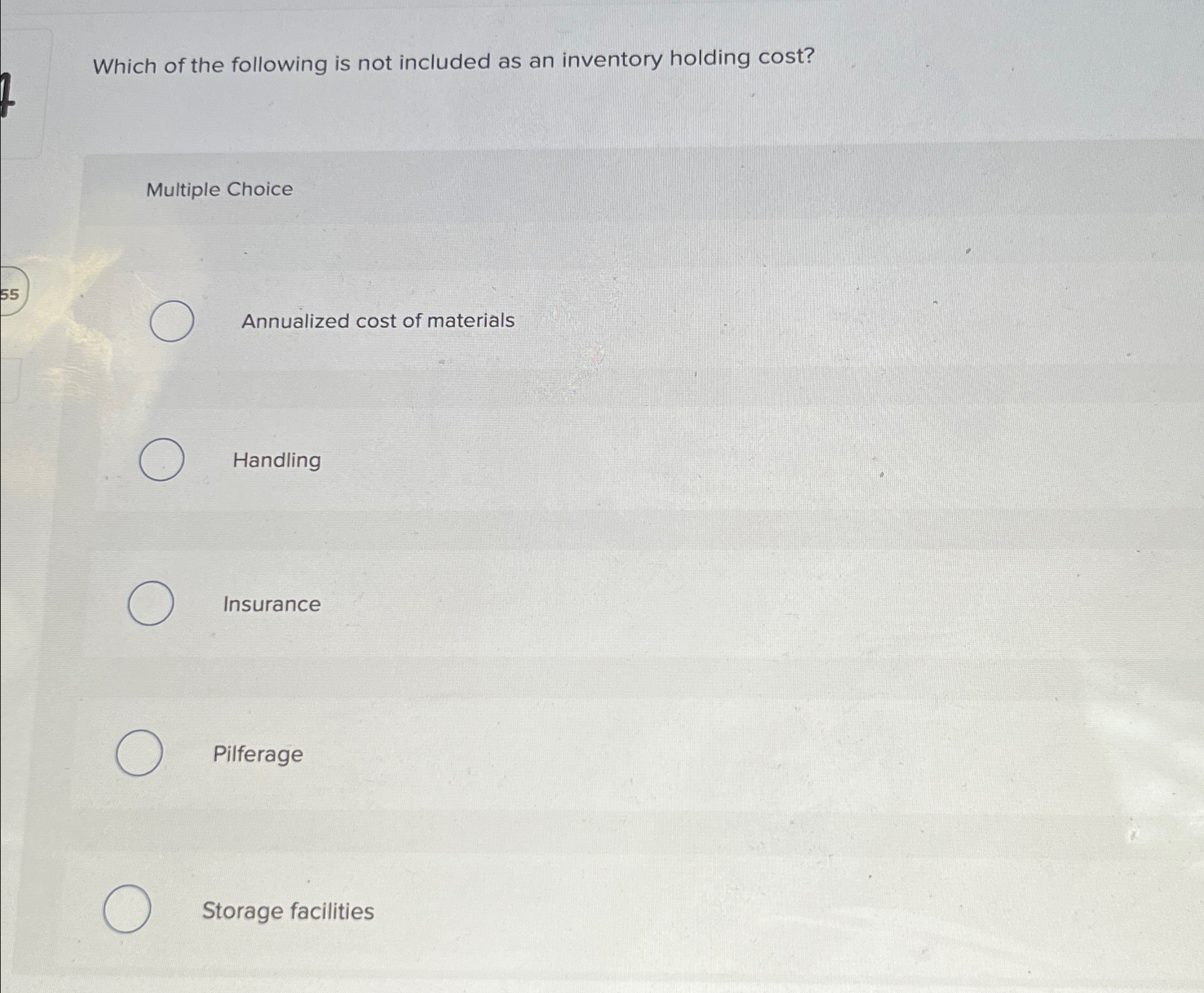 Solved Which of the following is not included as an | Chegg.com