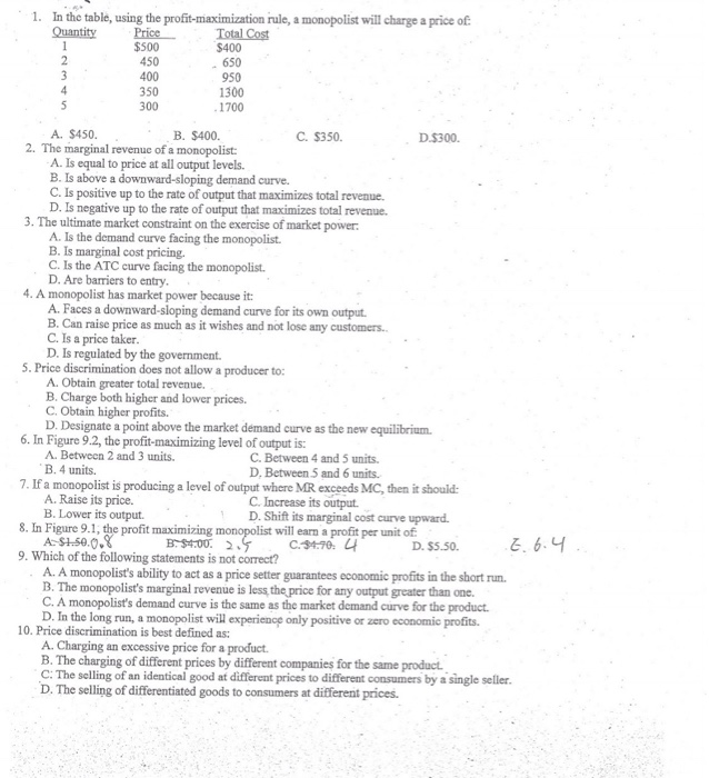 Solved 1. In the table, using the profit-maximization rule, | Chegg.com