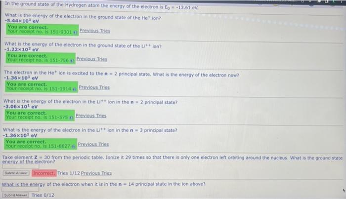 Solved In the ground state of the Hydrogen atom the energy | Chegg.com