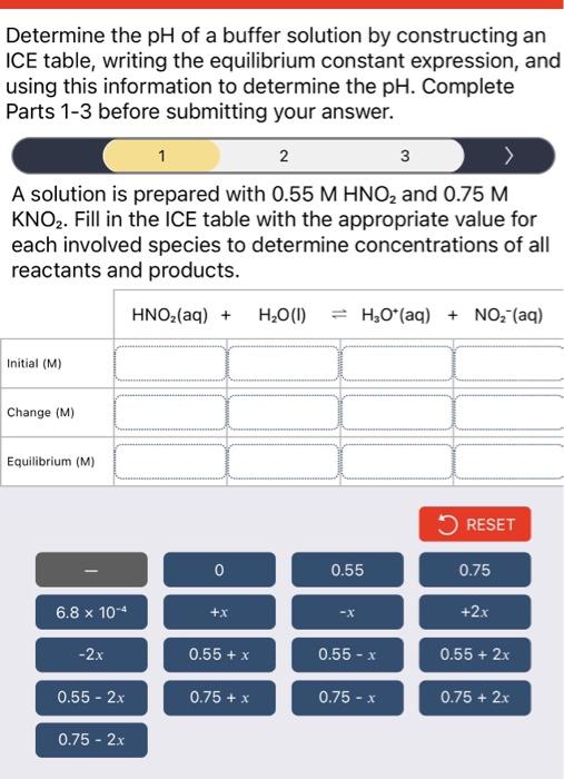 Solved Determine the pH of a buffer solution by constructing | Chegg.com