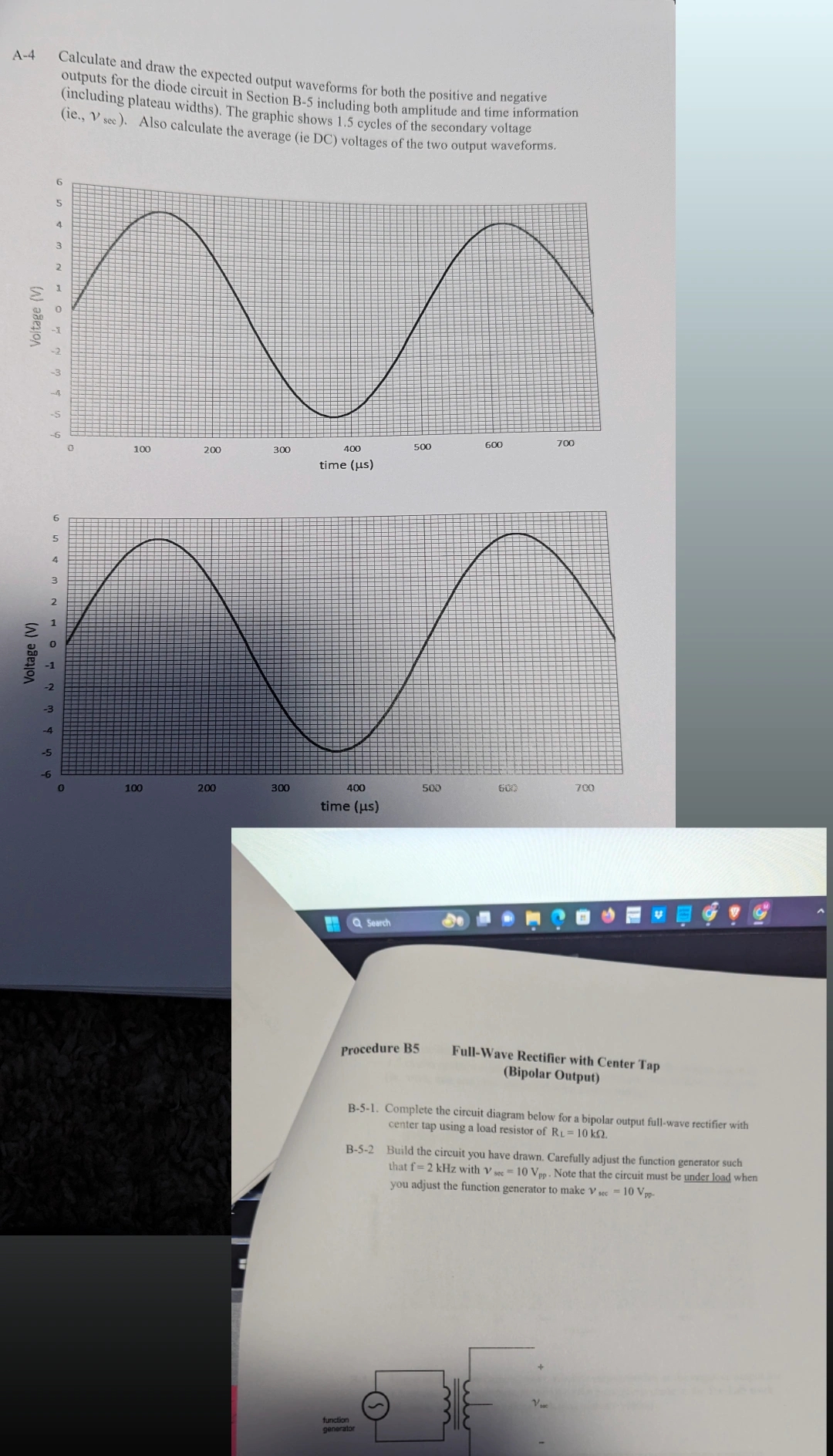 Solved A-4Voltage (V)3S531-2Calculate and dravw the expccted | Chegg.com