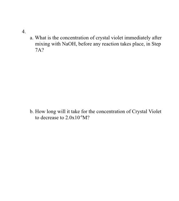 a. What is the concentration of crystal violet | Chegg.com