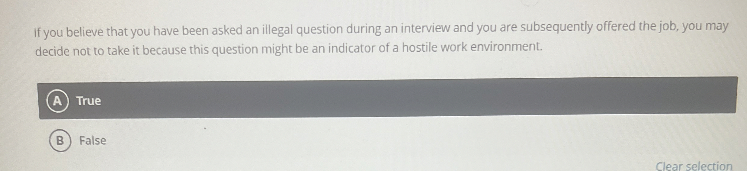 Solved If you believe that you have been asked an illegal | Chegg.com