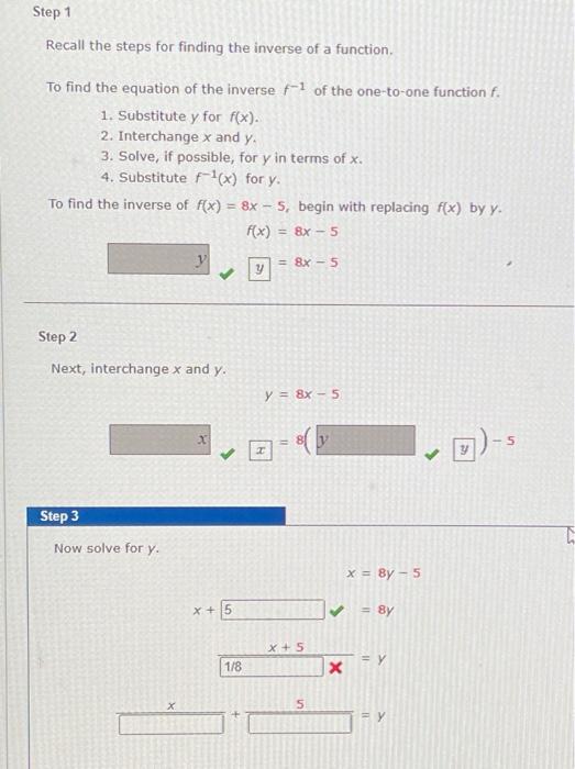 Solved Step 1 Recall The Steps For Finding The Inverse Of A | Chegg.com