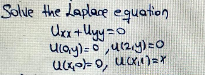 Solved Solve The Laplace Equation Uxx Uyy 0 ઘo] U Ay