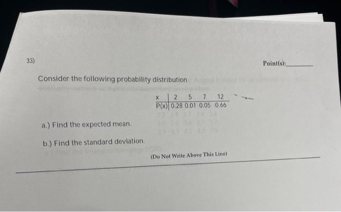 Solved Consider The Following Probability Distribution A.) | Chegg.com