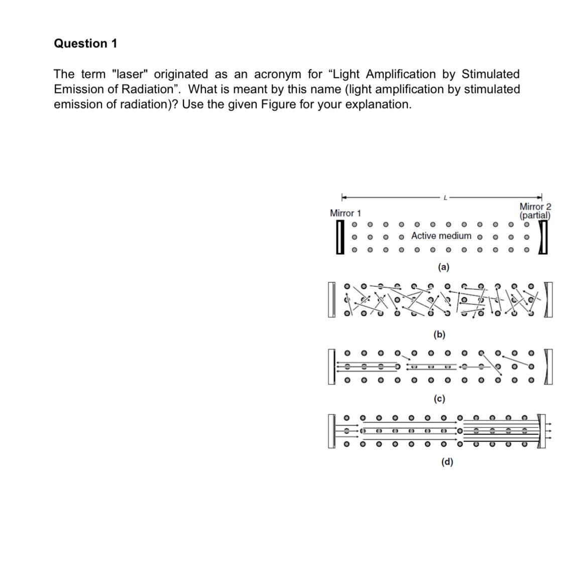 Solved Question 1The term "laser" originated as an acronym