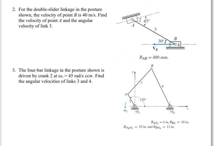 Solved 2. For the double-slider linkage in the posture | Chegg.com