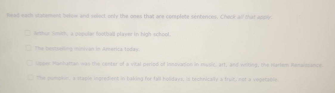 Solved Read each statement below and select only the ones | Chegg.com