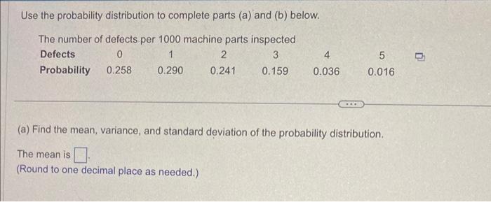 Solved Use the probability distribution to complete parts | Chegg.com