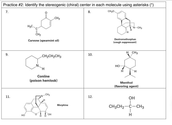 Solved Practice \#2: Identify the stereogenic (chiral) | Chegg.com