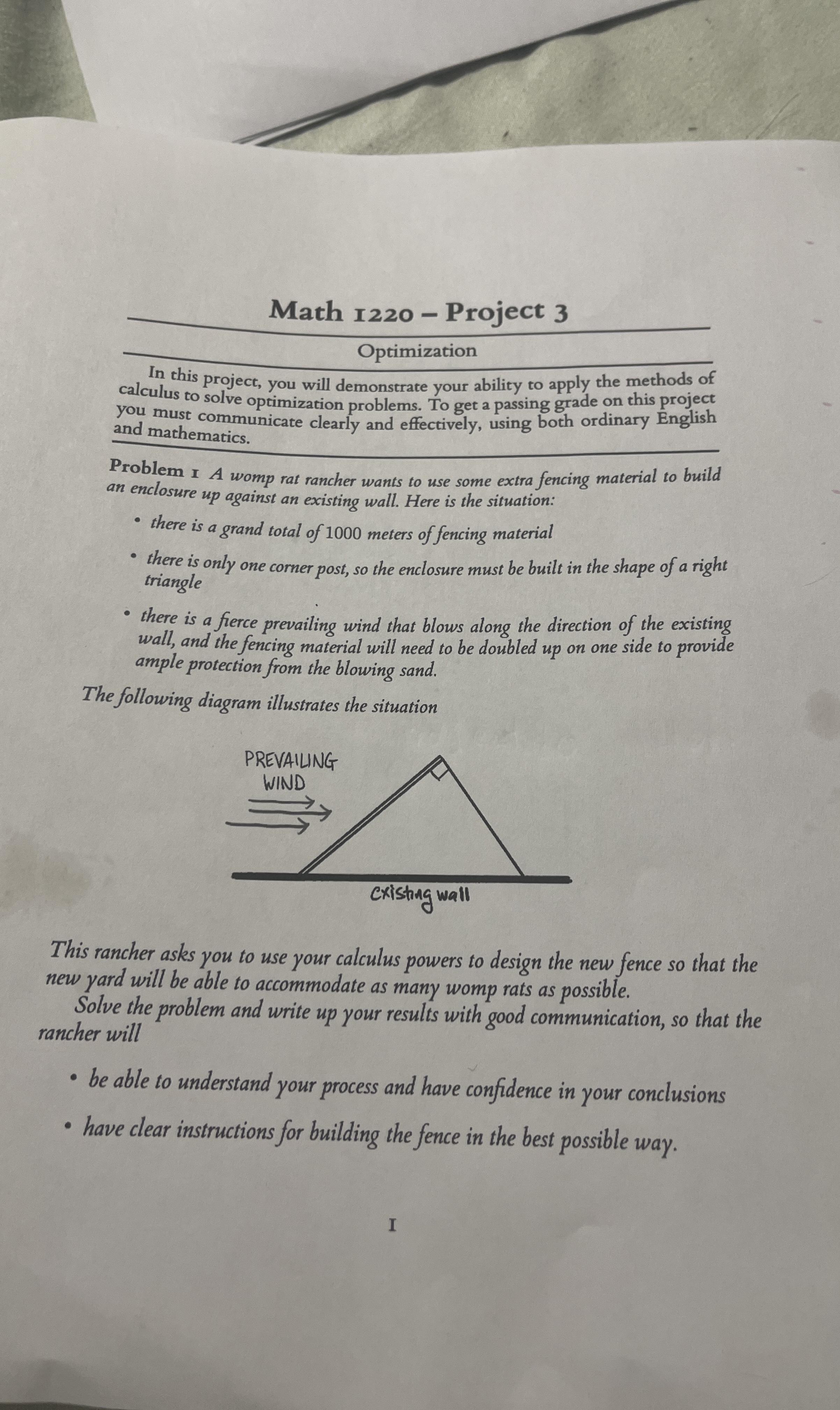 Solved Math 1220 - ﻿Project 3OptimizationIn this project, | Chegg.com
