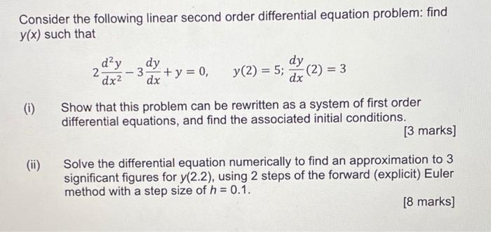 Solved Consider the following linear second order | Chegg.com