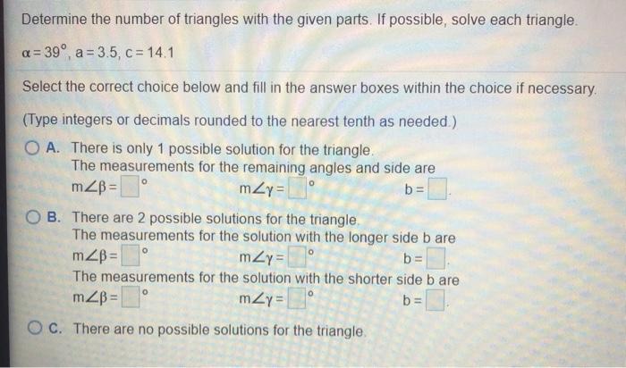 Solved Determine the number of triangles with the given | Chegg.com