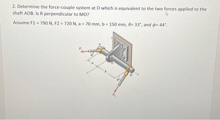 Solved 2. Determine the force-couple system at O which is | Chegg.com