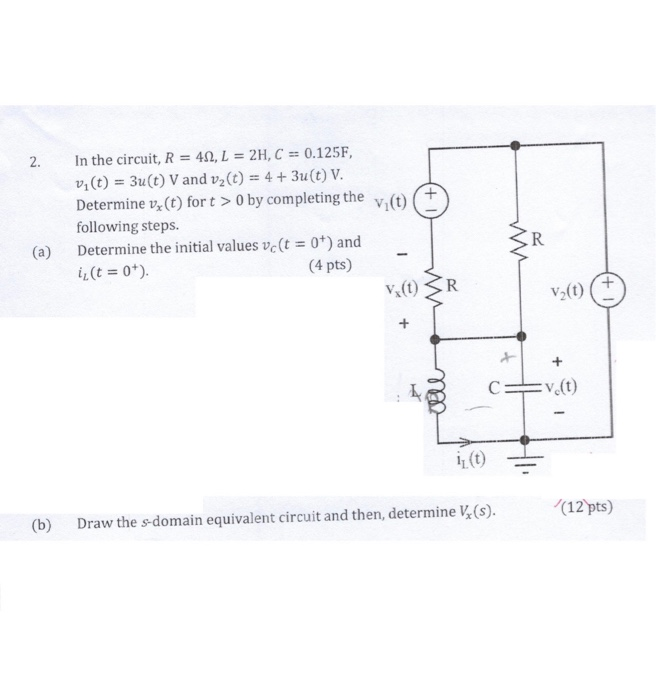 Solved In The Circuit R 412 L 2h C 0 125f Vi T Chegg Com