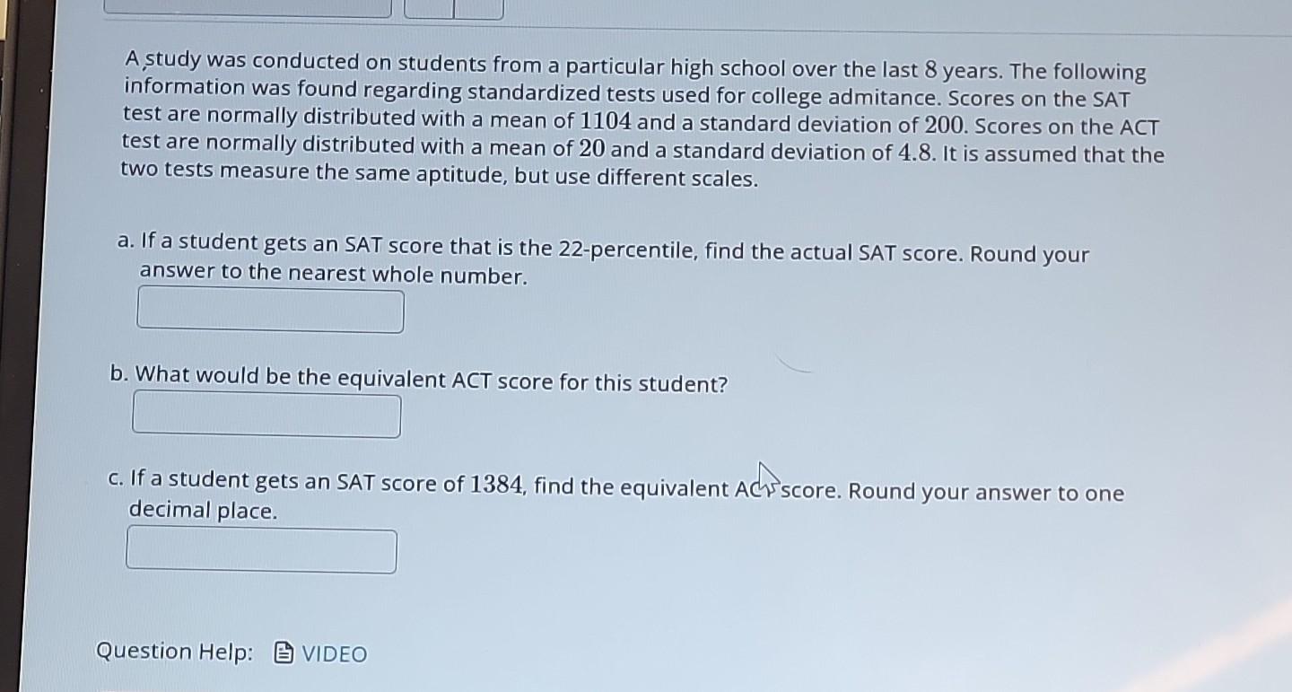 Solved A study was conducted on students from a particular | Chegg.com