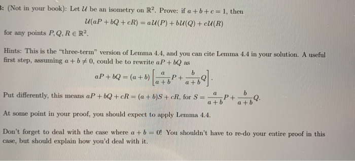 Solved B Not In Your Book Let U Be An Isometry On R2 Chegg Com