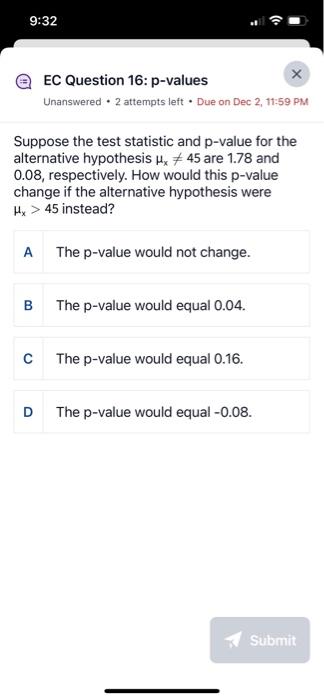 Solved Suppose the test statistic and p-value for the | Chegg.com