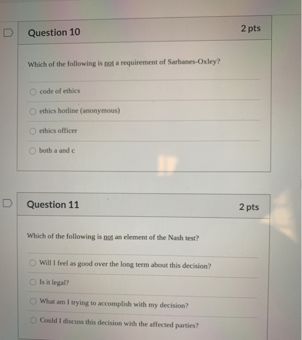 Question 10 2 pts Which of the following is not a | Chegg.com