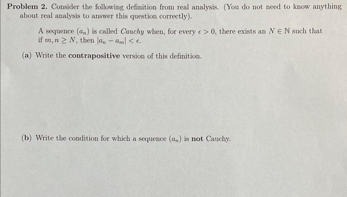Solved Problem 2. Consider the following definition from | Chegg.com
