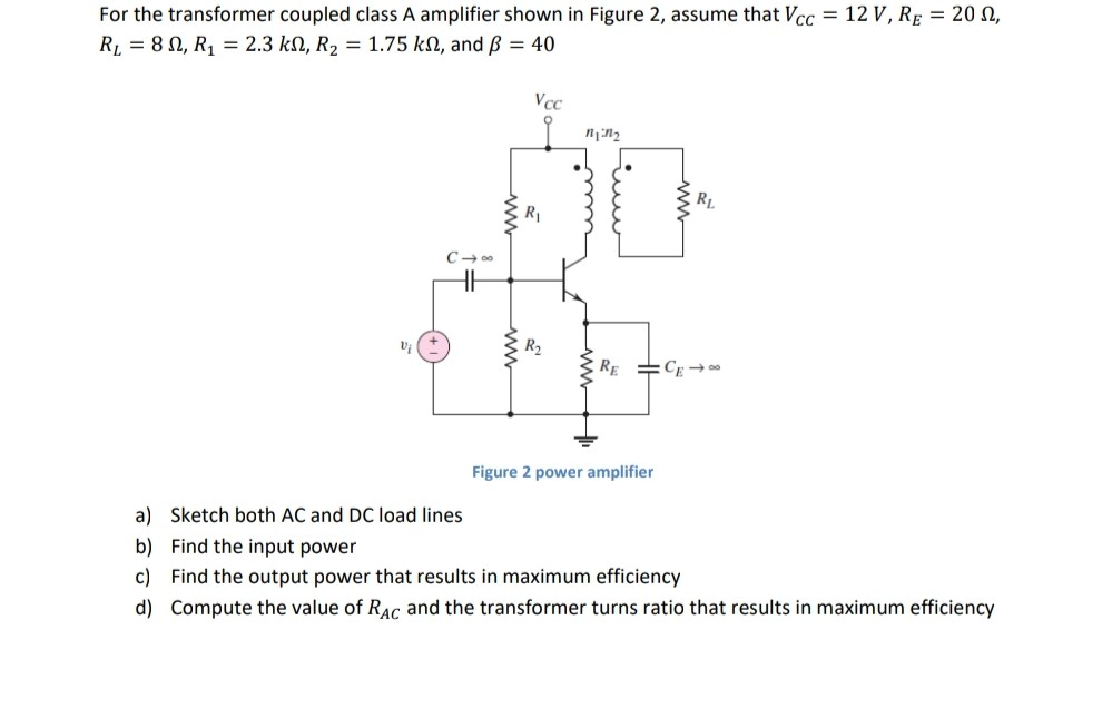 transformer coupled class a power amplifier experiment