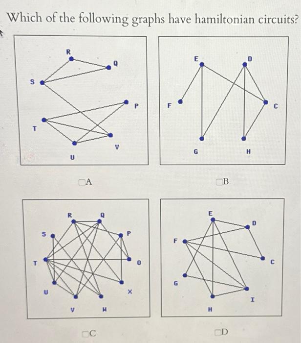 Which of the following graphs have hamiltonian | Chegg.com