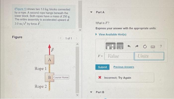 Solved Figure 1 Shows Two 1 0 Kg Blocks Connected By A