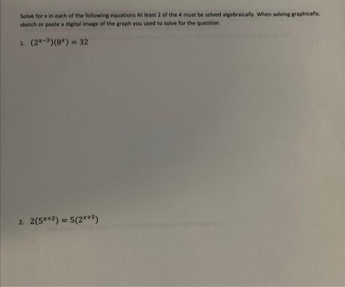 Solved Solve for x in each of the following equations At | Chegg.com