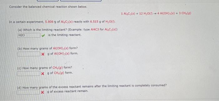 Solved Consider The Balanced Chemical Reaction Shown Below. | Chegg.com