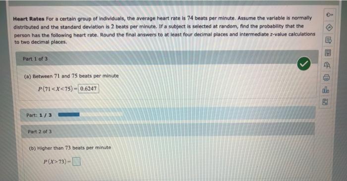 Solved Heart Rates For a certain group of Individuals, the | Chegg.com