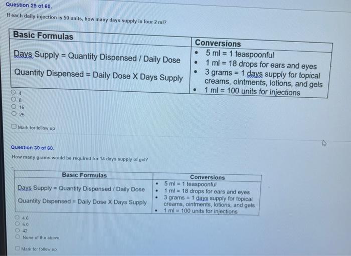 Solved Question 21 of 60. If 50 units of injections are to
