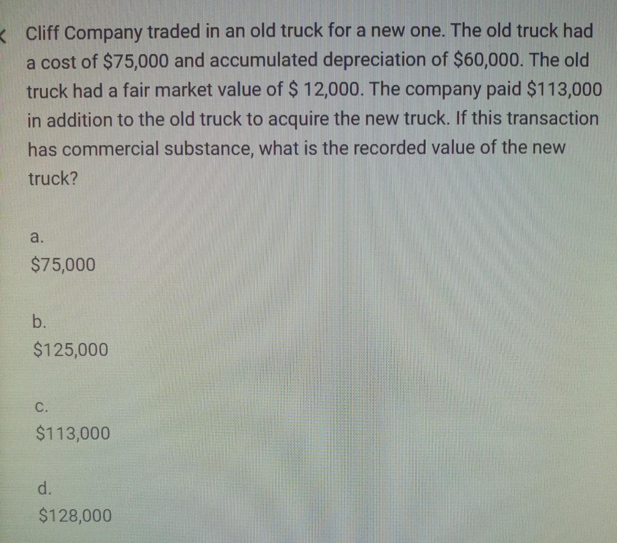 solved-cliff-company-traded-in-an-old-truck-for-a-new-one-chegg