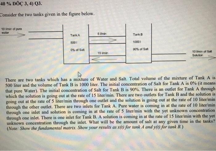 Solved 40 % DÖÇ 3, 4) Q3. Consider the two tanks given in | Chegg.com