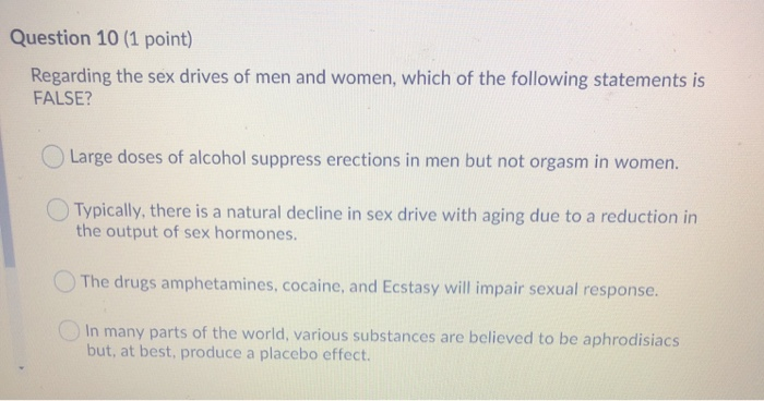 Solved Question 10 1 Point Regarding The Sex Drives Of Men