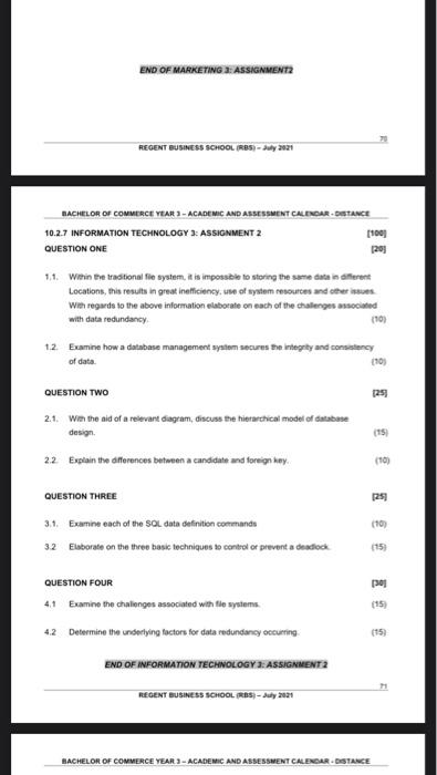 regent business school assignment answers