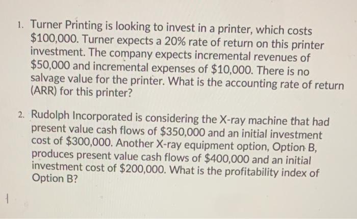 Solved] Answer Question Consider an investment that costs $100,000