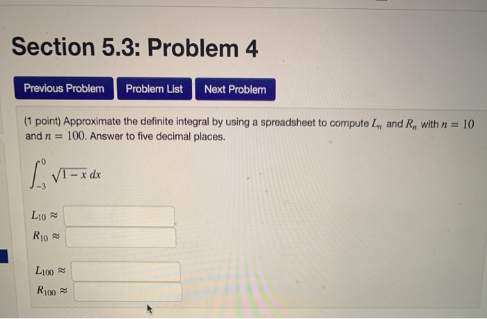 Solved Section 5.3: Problem 3 Previous Problem Problem List | Chegg.com