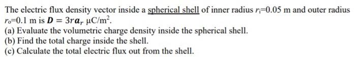 Solved The electric flux density vector inside a spherical | Chegg.com