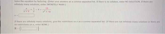 Solved Solve the equation by factoring (Enter your answers | Chegg.com