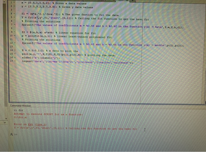 Solved Please help me to fix this code in Matlab, it can not | Chegg.com