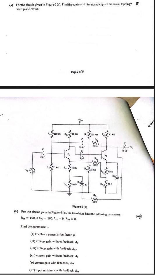 (a) For the circuit given in Figure 6 (a), Find the | Chegg.com